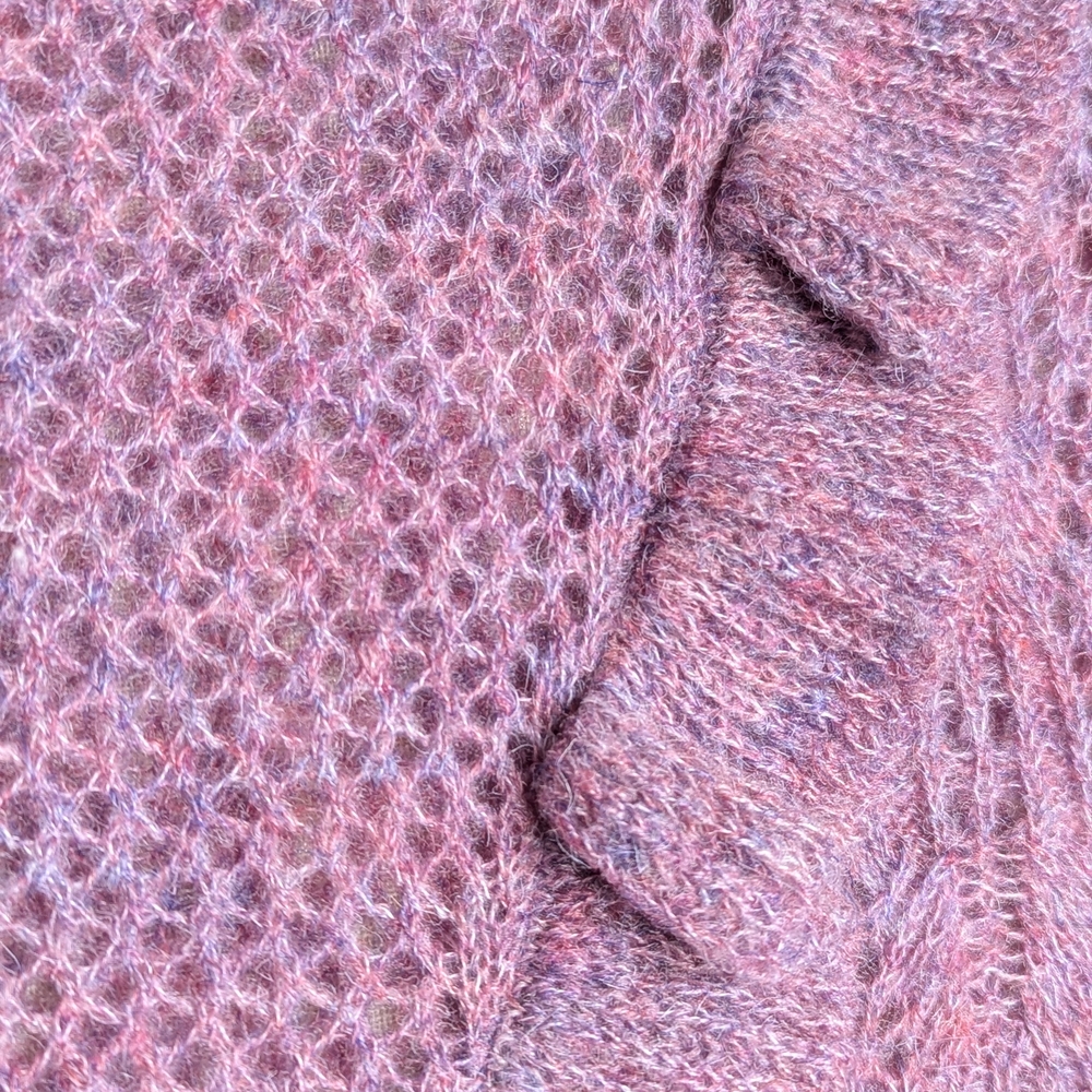 Bishop + Young Ruffle Lace Knit Sweater Purple Mock Neck M - Picture 6 of 9